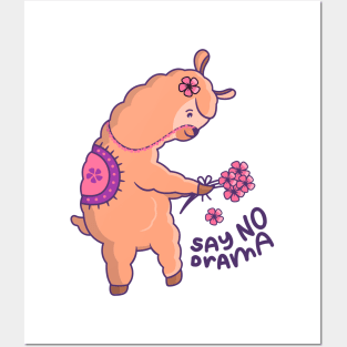 Llama Say No Drama Posters and Art